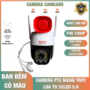 Camera IP  PTZ 5.0MPX 2 Râu 32 Led Xoay 360 Độ Có Còi Hú Lớn Và Đèn Báo Động